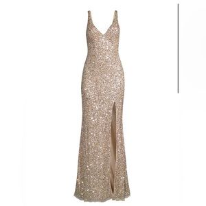 Rose Gold Size Small Sequence Side Split Formal Dress